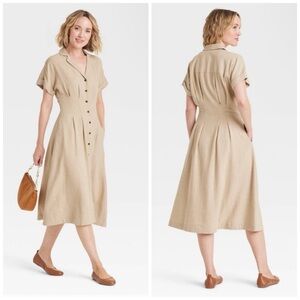 NWT Linen Midi Shirt dress